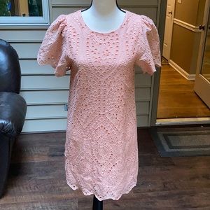 Love riches Peach Eyelet Shift Dress